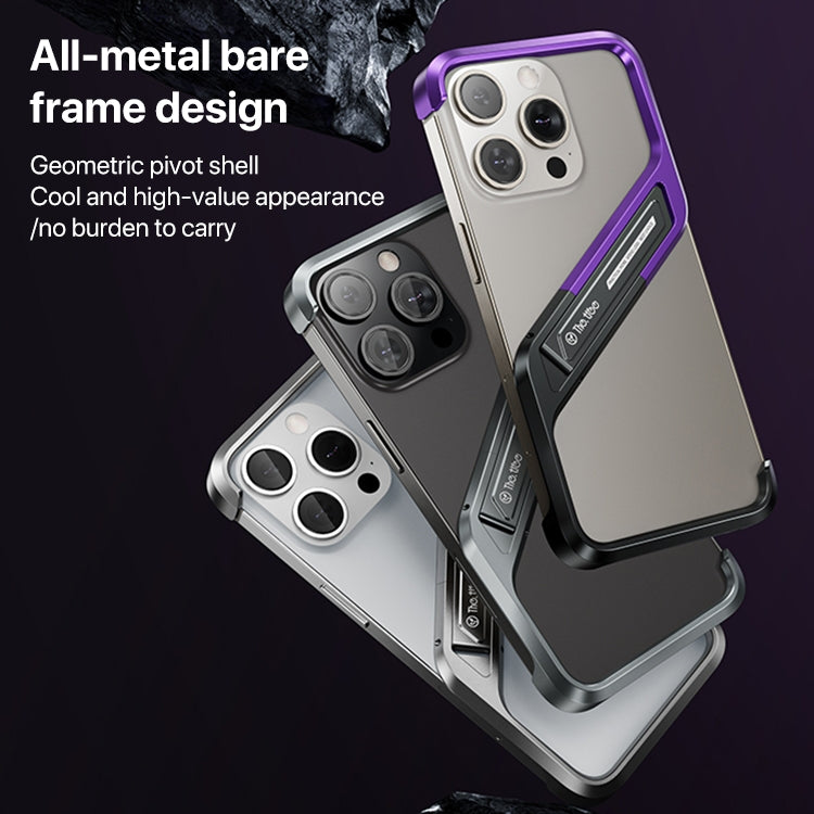 For iPhone 14 Pro Max S-shaped Stand Frameless Metal Phone Case(Silver) - iPhone 14 Pro Max Cases by PMC Jewellery | Online Shopping South Africa | PMC Jewellery | Buy Now Pay Later Mobicred