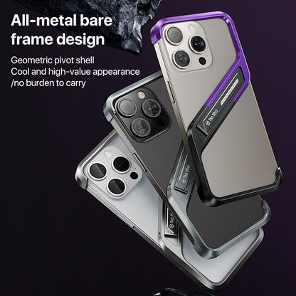 For iPhone 14 Pro S-shaped Stand Frameless Metal Phone Case(Silver) - iPhone 14 Pro Cases by PMC Jewellery | Online Shopping South Africa | PMC Jewellery | Buy Now Pay Later Mobicred