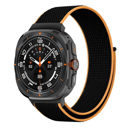 For Samsung Galaxy Watch Ultra 47mm Plastic Connector Nylon Loop Watch Band(Black Orange) - Watch Bands by PMC Jewellery | Online Shopping South Africa | PMC Jewellery | Buy Now Pay Later Mobicred