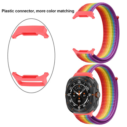 For Samsung Galaxy Watch Ultra 47mm Plastic Connector Nylon Loop Watch Band(Pink White Pink) - Watch Bands by PMC Jewellery | Online Shopping South Africa | PMC Jewellery | Buy Now Pay Later Mobicred