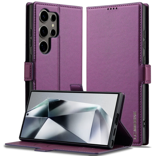 For Samsung Galaxy S25 Ultra 5G LC.IMEEKE L1 Series Frosted Fine Texture PU Phone Case(Purple) - Galaxy S25 Ultra 5G Cases by LC.IMEEKE | Online Shopping South Africa | PMC Jewellery | Buy Now Pay Later Mobicred