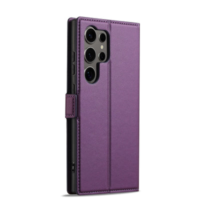 For Samsung Galaxy S25 Ultra 5G LC.IMEEKE L1 Series Frosted Fine Texture PU Phone Case(Purple) - Galaxy S25 Ultra 5G Cases by LC.IMEEKE | Online Shopping South Africa | PMC Jewellery | Buy Now Pay Later Mobicred