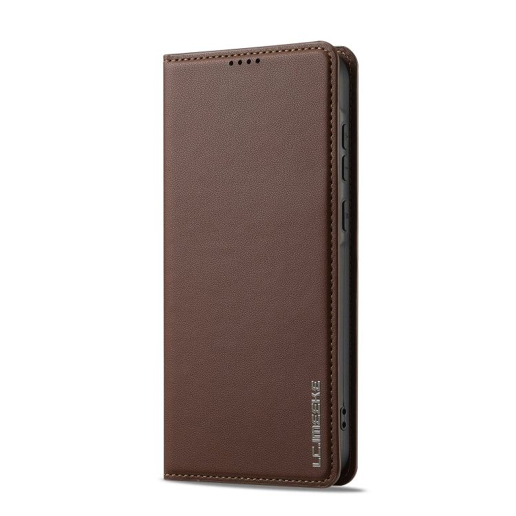 For Samsung Galaxy S25+ 5G LC.IMEEKE L1 Series Frosted Fine Texture PU Phone Case(Brown) - Galaxy S25+ 5G Cases by LC.IMEEKE | Online Shopping South Africa | PMC Jewellery | Buy Now Pay Later Mobicred