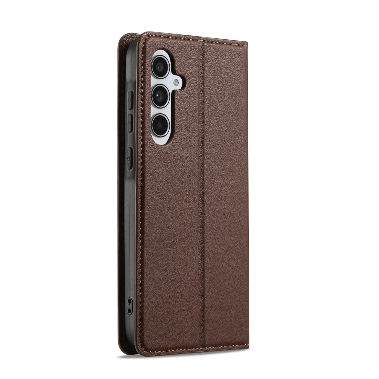 For Samsung Galaxy S25+ 5G LC.IMEEKE L1 Series Frosted Fine Texture PU Phone Case(Brown) - Galaxy S25+ 5G Cases by LC.IMEEKE | Online Shopping South Africa | PMC Jewellery | Buy Now Pay Later Mobicred