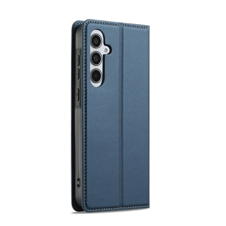 For Samsung Galaxy S25+ 5G LC.IMEEKE L1 Series Frosted Fine Texture PU Phone Case(Blue) - Galaxy S25+ 5G Cases by LC.IMEEKE | Online Shopping South Africa | PMC Jewellery | Buy Now Pay Later Mobicred