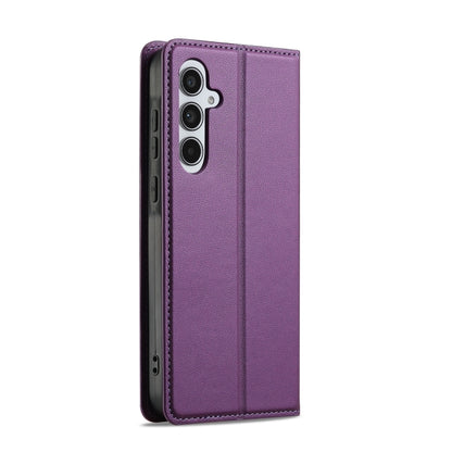 For Samsung Galaxy S25+ 5G LC.IMEEKE L1 Series Frosted Fine Texture PU Phone Case(Purple) - Galaxy S25+ 5G Cases by LC.IMEEKE | Online Shopping South Africa | PMC Jewellery | Buy Now Pay Later Mobicred