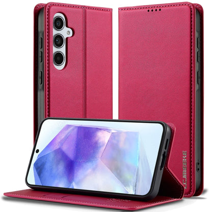 For Samsung Galaxy S25+ 5G LC.IMEEKE L1 Series Frosted Fine Texture PU Phone Case(Red) - Galaxy S25+ 5G Cases by LC.IMEEKE | Online Shopping South Africa | PMC Jewellery | Buy Now Pay Later Mobicred