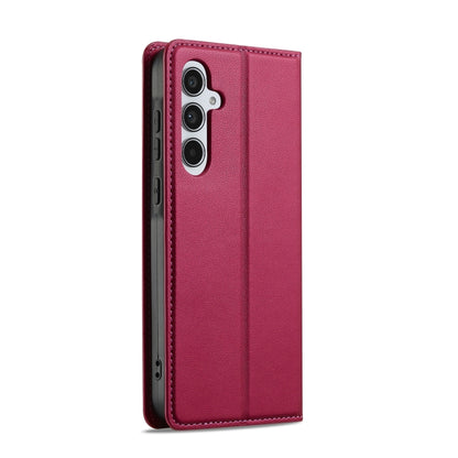 For Samsung Galaxy S25 5G LC.IMEEKE L1 Series Frosted Fine Texture PU Phone Case(Red) - Galaxy S25 5G Cases by LC.IMEEKE | Online Shopping South Africa | PMC Jewellery | Buy Now Pay Later Mobicred