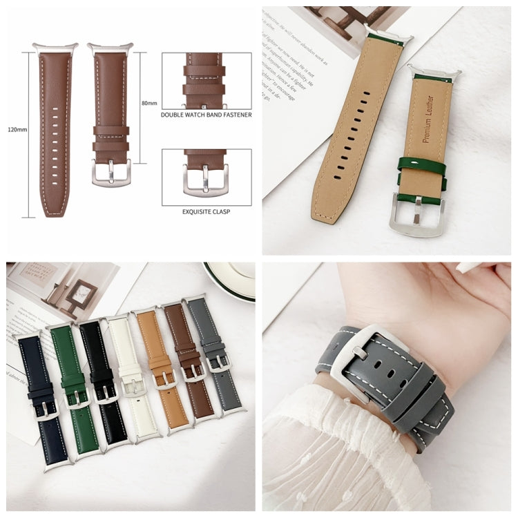 For Samsung Galaxy Watch Ultra 47mm Plain Genuine Leather Watch Band(Black) - Watch Bands by PMC TechLife | Online Shopping South Africa | PMC TechLife | Buy Now Pay Later Mobicred