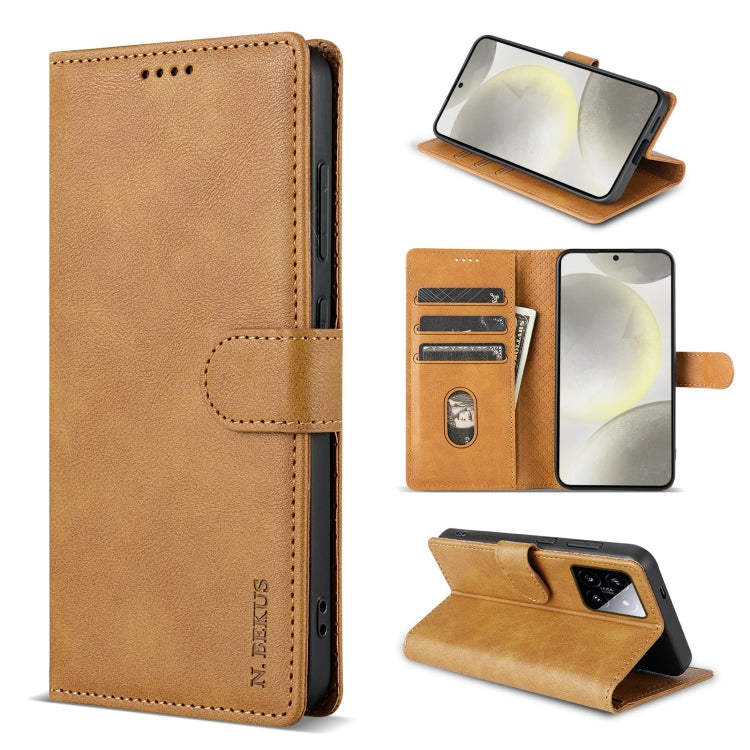 For Xiaomi 14 N.BEKUS CSJ-P1 Solid Color Leather Phone Case(Brown) - 14 Cases by N.BEKUS | Online Shopping South Africa | PMC Jewellery | Buy Now Pay Later Mobicred