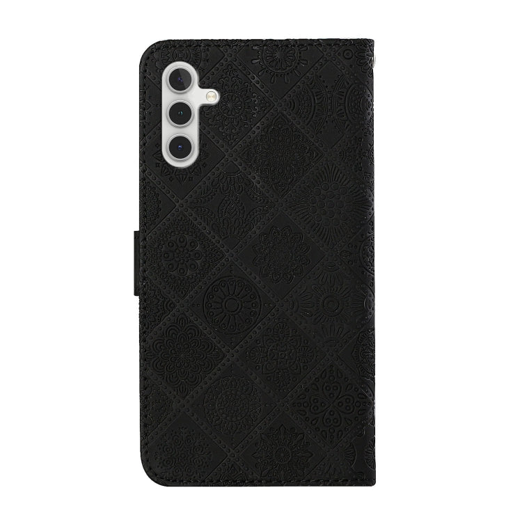For Samsung Galaxy S25 5G Ethnic Style Embossed Pattern Leather Phone Case(Black) - Galaxy S25 5G Cases by PMC Jewellery | Online Shopping South Africa | PMC Jewellery | Buy Now Pay Later Mobicred