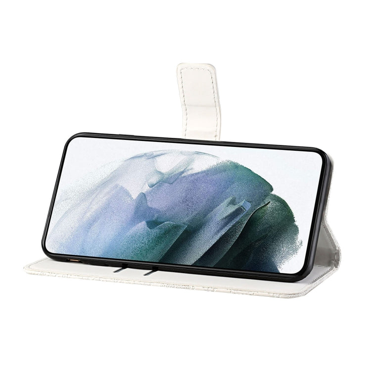 For Samsung Galaxy S25 5G Ethnic Style Embossed Pattern Leather Phone Case(White) - Galaxy S25 5G Cases by PMC Jewellery | Online Shopping South Africa | PMC Jewellery | Buy Now Pay Later Mobicred