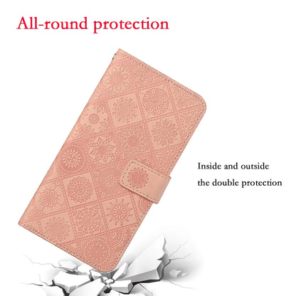 For Samsung Galaxy S25 Ultra 5G Ethnic Style Embossed Pattern Leather Phone Case(Pink) - Galaxy S25 Ultra 5G Cases by PMC Jewellery | Online Shopping South Africa | PMC Jewellery | Buy Now Pay Later Mobicred