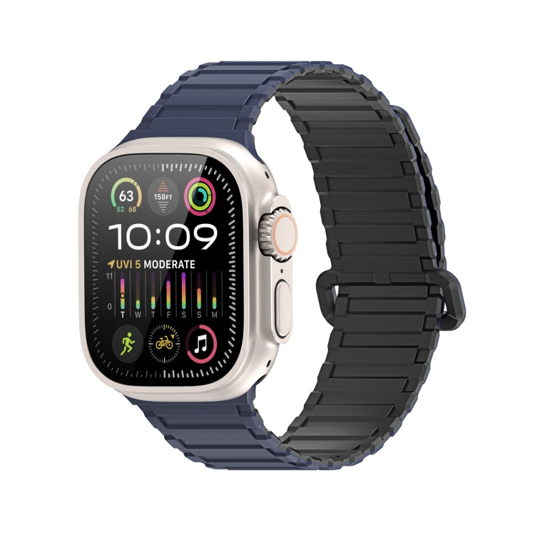 For Apple Watch SE 2023 44mm DUX DUCIS KJ Series Magnetic Buckle Silicone Watch Band(Black Blue) - Watch Bands by DUX DUCIS | Online Shopping South Africa | PMC Jewellery | Buy Now Pay Later Mobicred