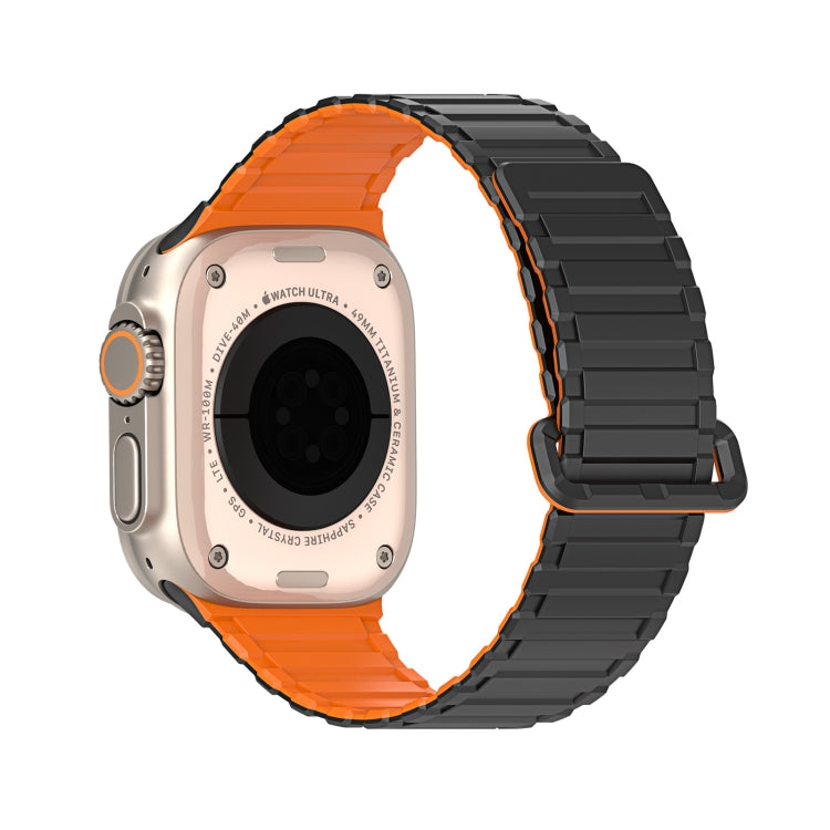 For Apple Watch Ultra 2 49mm DUX DUCIS KJ Series Magnetic Buckle Silicone Watch Band(Black Orange) - Watch Bands by DUX DUCIS | Online Shopping South Africa | PMC Jewellery | Buy Now Pay Later Mobicred