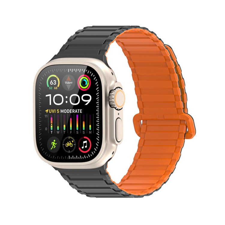 For Apple Watch Series 9 45mm DUX DUCIS KJ Series Magnetic Buckle Silicone Watch Band(Black Orange) - Watch Bands by DUX DUCIS | Online Shopping South Africa | PMC Jewellery | Buy Now Pay Later Mobicred