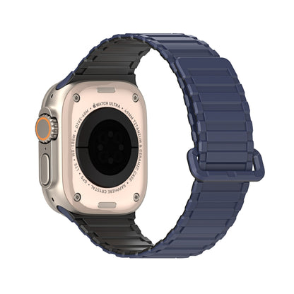 For Apple Watch Series 8 45mm DUX DUCIS KJ Series Magnetic Buckle Silicone Watch Band(Black Blue) - Watch Bands by DUX DUCIS | Online Shopping South Africa | PMC Jewellery | Buy Now Pay Later Mobicred