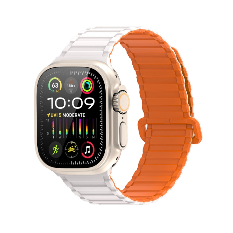 For Apple Watch SE 2022 44mm DUX DUCIS KJ Series Magnetic Buckle Silicone Watch Band(Starlight Orange) - Watch Bands by DUX DUCIS | Online Shopping South Africa | PMC Jewellery | Buy Now Pay Later Mobicred