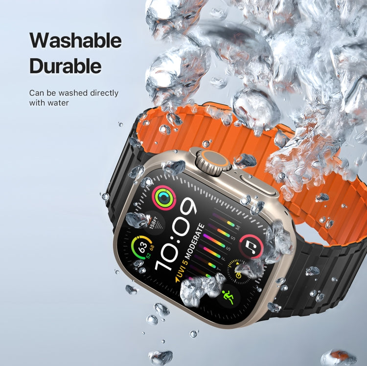 For Apple Watch Series 7 45mm DUX DUCIS KJ Series Magnetic Buckle Silicone Watch Band(Black Orange) - Watch Bands by DUX DUCIS | Online Shopping South Africa | PMC Jewellery | Buy Now Pay Later Mobicred