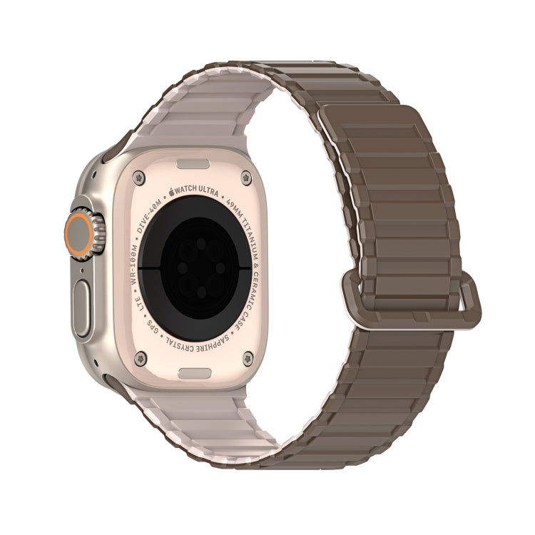 For Apple Watch Series 7 45mm DUX DUCIS KJ Series Magnetic Buckle Silicone Watch Band(Brown Grey) - Watch Bands by DUX DUCIS | Online Shopping South Africa | PMC Jewellery | Buy Now Pay Later Mobicred