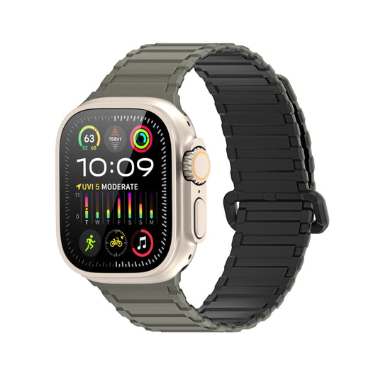 For Apple Watch Series 6 44mm DUX DUCIS KJ Series Magnetic Buckle Silicone Watch Band(Black Green) - Watch Bands by DUX DUCIS | Online Shopping South Africa | PMC Jewellery | Buy Now Pay Later Mobicred