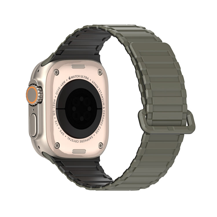 For Apple Watch Series 5 44mm DUX DUCIS KJ Series Magnetic Buckle Silicone Watch Band(Black Green) - Watch Bands by DUX DUCIS | Online Shopping South Africa | PMC Jewellery | Buy Now Pay Later Mobicred