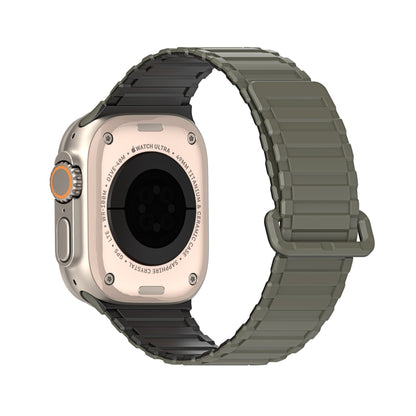 For Apple Watch Series 5 44mm DUX DUCIS KJ Series Magnetic Buckle Silicone Watch Band(Black Green) - Watch Bands by DUX DUCIS | Online Shopping South Africa | PMC Jewellery | Buy Now Pay Later Mobicred