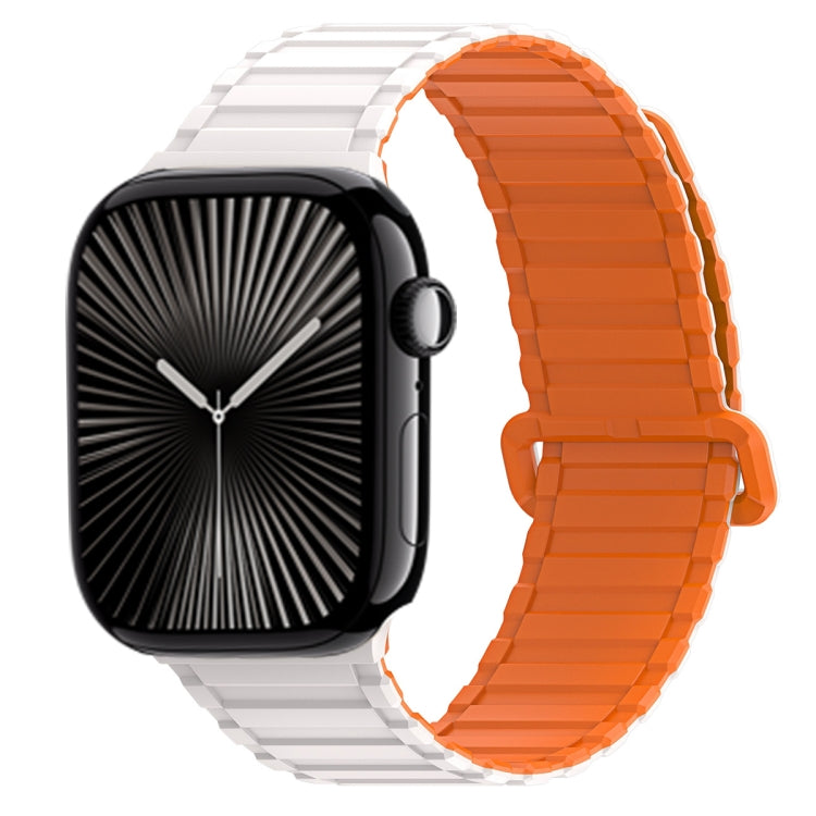 For Apple Watch Series 10 46mm DUX DUCIS KJ Series Magnetic Buckle Silicone Watch Band(Starlight Orange) - Watch Bands by DUX DUCIS | Online Shopping South Africa | PMC Jewellery | Buy Now Pay Later Mobicred