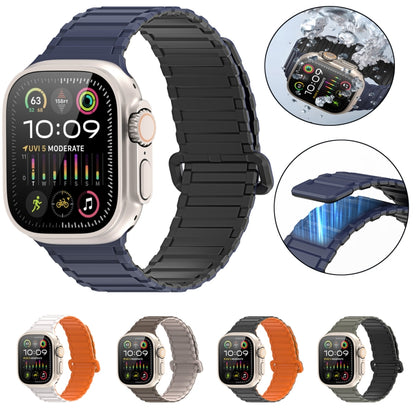 For Apple Watch SE 2022 44mm DUX DUCIS KJ Series Magnetic Buckle Silicone Watch Band(Brown Grey) - Watch Bands by DUX DUCIS | Online Shopping South Africa | PMC Jewellery | Buy Now Pay Later Mobicred