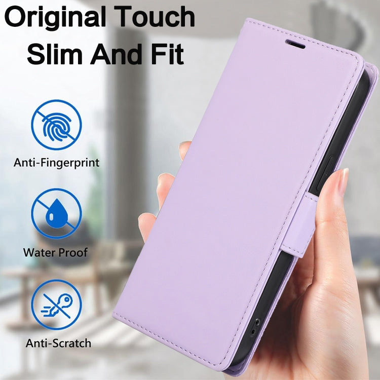 For iPhone 16 Plus Side Buckle RFID Anti-theft Leather Phone Case(Light Purple) - iPhone 16 Plus Cases by PMC TechLife | Online Shopping South Africa | PMC TechLife | Buy Now Pay Later Mobicred