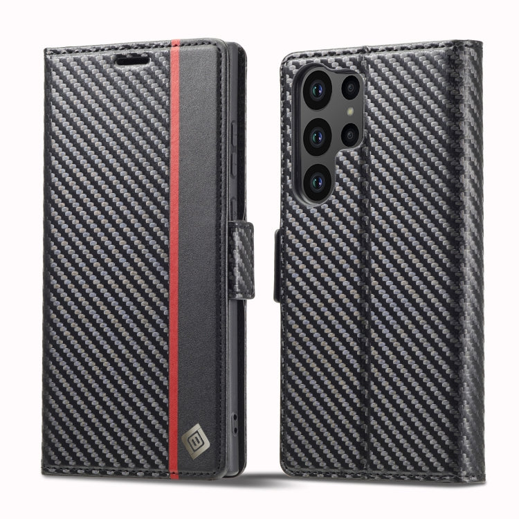 For Samsung Galaxy S25 Ultra 5G LC.IMEEKE Carbon Fiber Leather Phone Case(Vertical Black) - Galaxy S25 Ultra 5G Cases by LC.IMEEKE | Online Shopping South Africa | PMC Jewellery | Buy Now Pay Later Mobicred