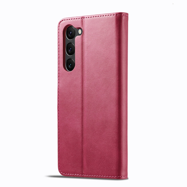 For Samsung Galaxy S25 5G LC.IMEEKE Calf Texture Leather Phone Case(Red) - Galaxy S25 5G Cases by LC.IMEEKE | Online Shopping South Africa | PMC Jewellery | Buy Now Pay Later Mobicred