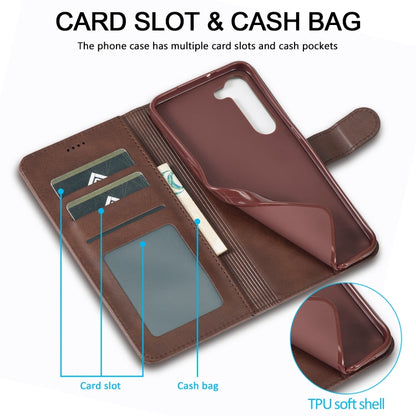 For Samsung Galaxy S25 5G LC.IMEEKE Calf Texture Leather Phone Case(Coffee) - Galaxy S25 5G Cases by LC.IMEEKE | Online Shopping South Africa | PMC Jewellery | Buy Now Pay Later Mobicred