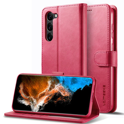 For Samsung Galaxy S25+ 5G LC.IMEEKE Calf Texture Leather Phone Case(Red) - Galaxy S25+ 5G Cases by LC.IMEEKE | Online Shopping South Africa | PMC Jewellery | Buy Now Pay Later Mobicred