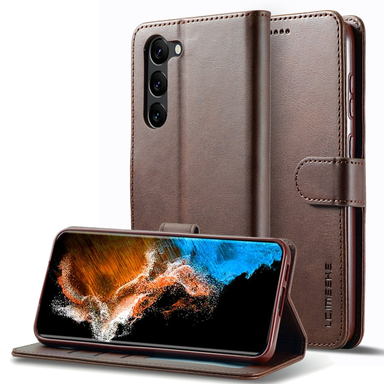 For Samsung Galaxy S25+ 5G LC.IMEEKE Calf Texture Leather Phone Case(Coffee) - Galaxy S25+ 5G Cases by LC.IMEEKE | Online Shopping South Africa | PMC Jewellery | Buy Now Pay Later Mobicred