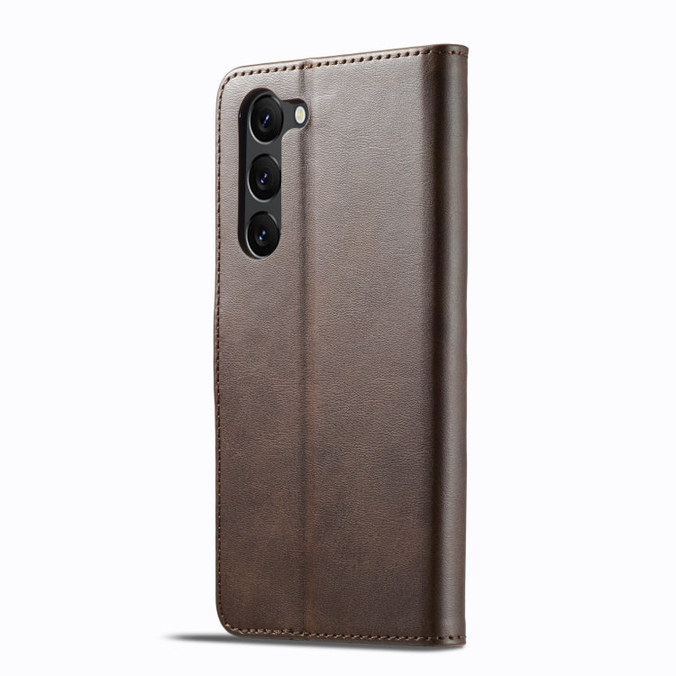 For Samsung Galaxy S25+ 5G LC.IMEEKE Calf Texture Leather Phone Case(Coffee) - Galaxy S25+ 5G Cases by LC.IMEEKE | Online Shopping South Africa | PMC Jewellery | Buy Now Pay Later Mobicred