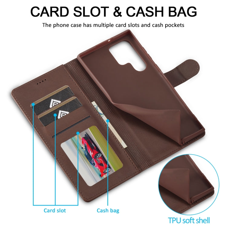 For Samsung Galaxy S25 Ultra 5G LC.IMEEKE Calf Texture Leather Phone Case(Coffee) - Galaxy S25 Ultra 5G Cases by LC.IMEEKE | Online Shopping South Africa | PMC Jewellery | Buy Now Pay Later Mobicred