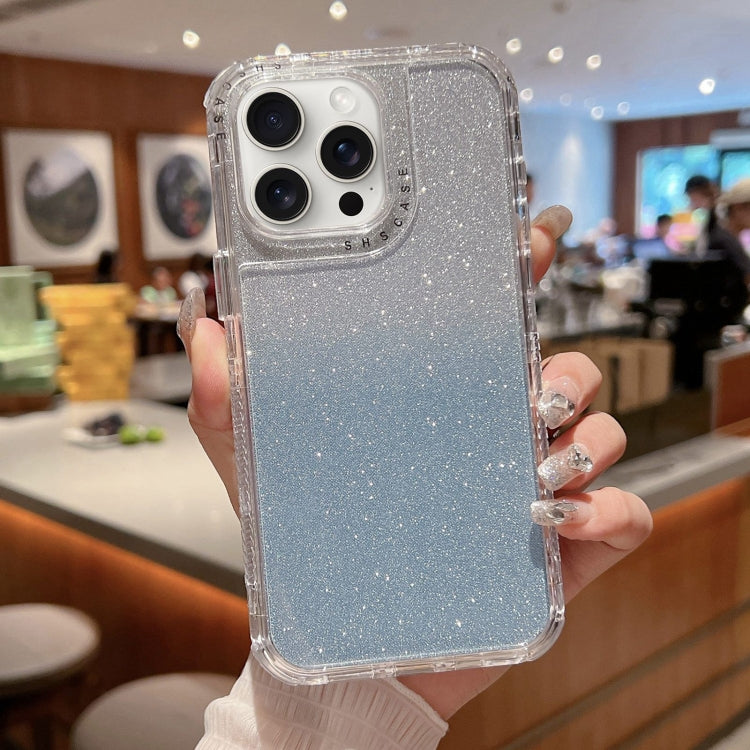 For iPhone 16 Pro TPU + PC + Glitter Paper Full Coverage Phone Case(Blue) - iPhone 16 Pro Cases by PMC TechLife | Online Shopping South Africa | PMC TechLife | Buy Now Pay Later Mobicred