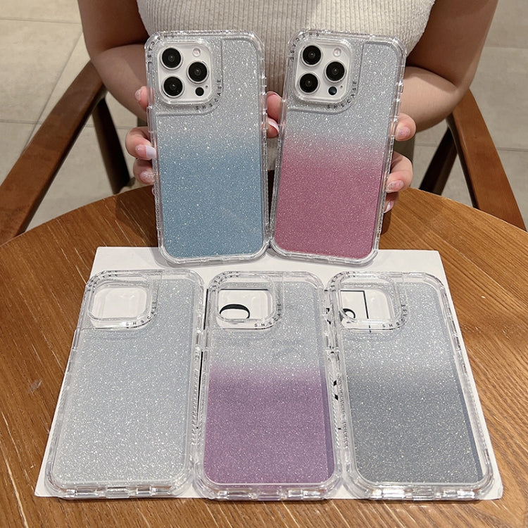 For iPhone 16 Plus TPU + PC + Glitter Paper Full Coverage Phone Case(Blue) - iPhone 16 Plus Cases by PMC TechLife | Online Shopping South Africa | PMC TechLife | Buy Now Pay Later Mobicred