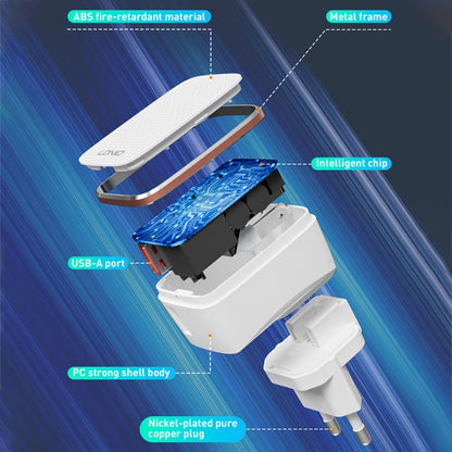 LDNIO A1204Q QC3.0 18W USB Fast Charger with 1m USB to 8 Pin Cable, Plug Type:US Plug(White Gold) - USB Charger by LDNIO | Online Shopping South Africa | PMC Jewellery | Buy Now Pay Later Mobicred