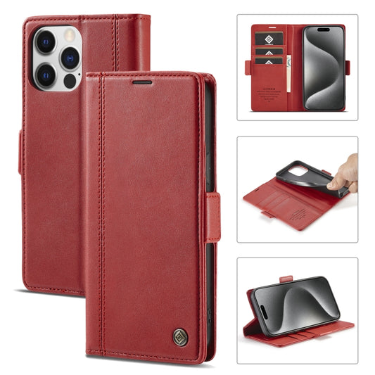 For iPhone 16 Pro Max LC.IMEEKE Skin-friendly Card Slots Leather Phone Case(Red) - iPhone 16 Pro Max Cases by LC.IMEEKE | Online Shopping South Africa | PMC Jewellery | Buy Now Pay Later Mobicred