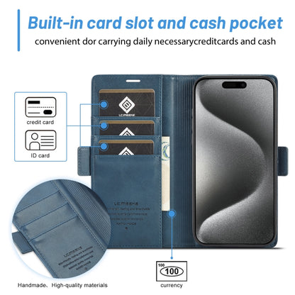 For iPhone 16 Pro Max LC.IMEEKE Skin-friendly Card Slots Leather Phone Case(Blue) - iPhone 16 Pro Max Cases by LC.IMEEKE | Online Shopping South Africa | PMC Jewellery | Buy Now Pay Later Mobicred