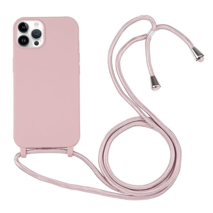 For iPhone 16 Pro Candy Colors TPU Protective Phone Case with Lanyard (Rose Gold) - iPhone 16 Pro Cases by PMC Jewellery | Online Shopping South Africa | PMC Jewellery | Buy Now Pay Later Mobicred