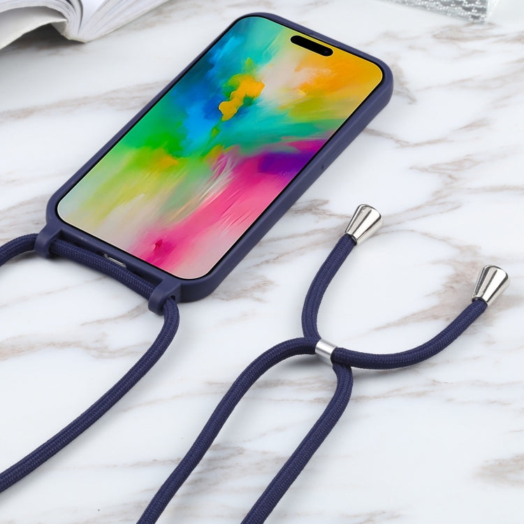 For iPhone 16 Pro Candy Colors TPU Protective Phone Case with Lanyard (Dark Blue) - iPhone 16 Pro Cases by PMC TechLife | Online Shopping South Africa | PMC TechLife | Buy Now Pay Later Mobicred