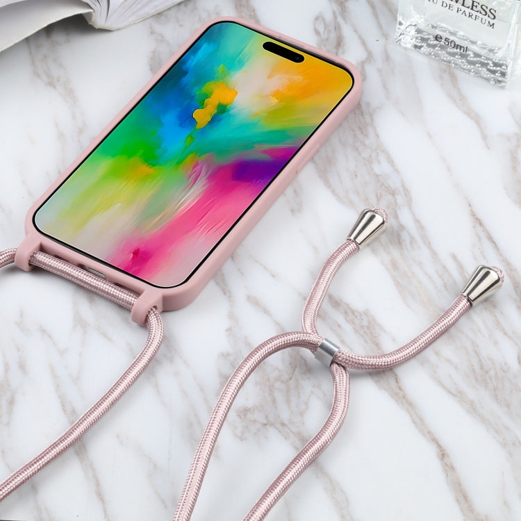 For iPhone 16 Candy Colors TPU Protective Phone Case with Lanyard(Rose Gold) - iPhone 16 Cases by PMC TechLife | Online Shopping South Africa | PMC TechLife | Buy Now Pay Later Mobicred