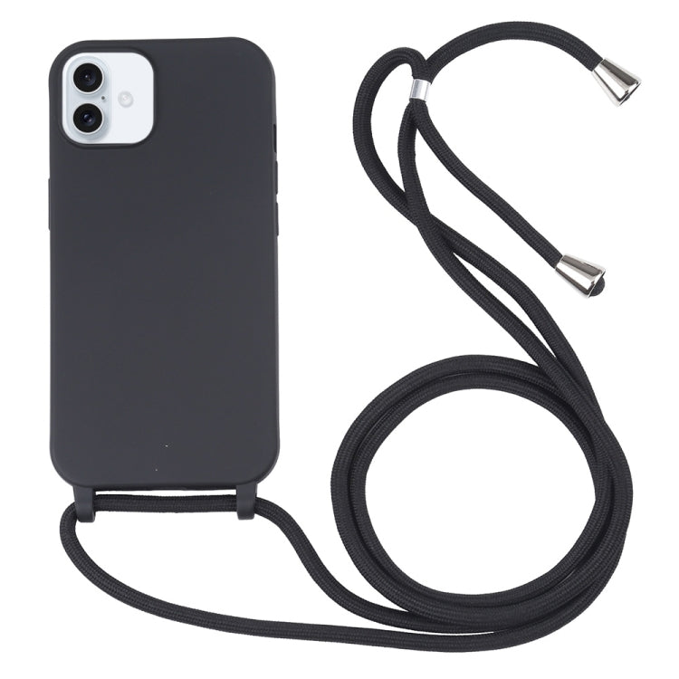 For iPhone 16 Candy Colors TPU Protective Phone Case with Lanyard(Black) - iPhone 16 Cases by PMC Jewellery | Online Shopping South Africa | PMC Jewellery | Buy Now Pay Later Mobicred