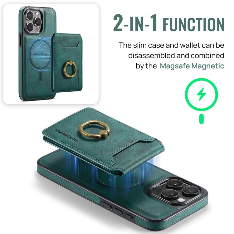 For iPhone 14 DG.MING K1 MagSafe Detachable Wallet RFID Back Cover Phone Case(Green) - free shipping - PMC Jewellery - Order now!