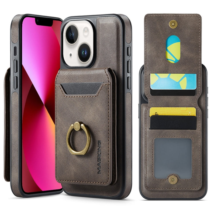For iPhone 13 DG.MING K1 MagSafe Detachable Wallet RFID Back Cover Phone Case(Coffee) - free shipping - PMC Jewellery - Order now!