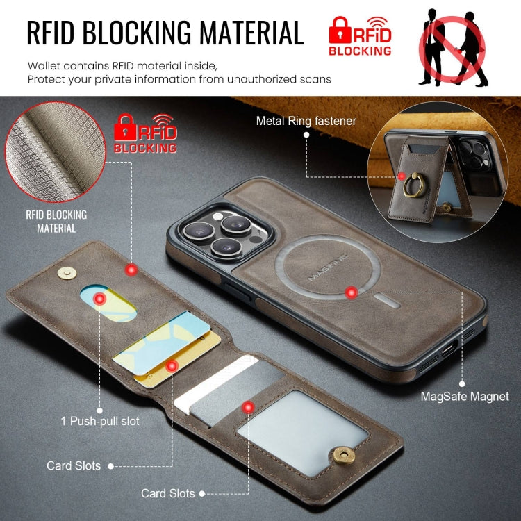 For iPhone 13 DG.MING K1 MagSafe Detachable Wallet RFID Back Cover Phone Case(Coffee) - free shipping - PMC Jewellery - Order now!