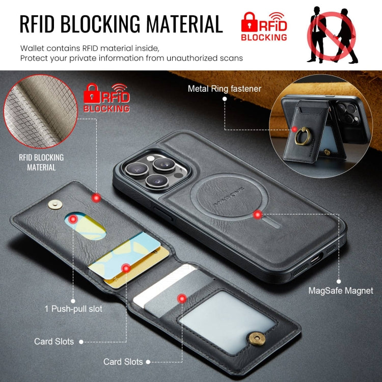 For iPhone 13 DG.MING K1 MagSafe Detachable Wallet RFID Back Cover Phone Case(Black) - free shipping - PMC Jewellery - Order now!